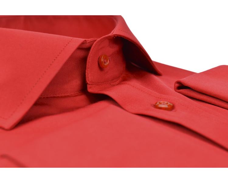 SL 6111 Красная однотонная рубашка с манжетами под запонки и итальянским воротником Мужские рубашки