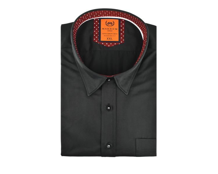 SS 6084 Черная рубашка с принтом в горошек и коротким рукавом Мужские рубашки