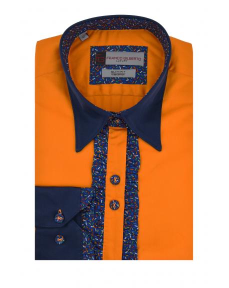 LL 3215 Женская дизайнерская оранжевая рубашка с принтом