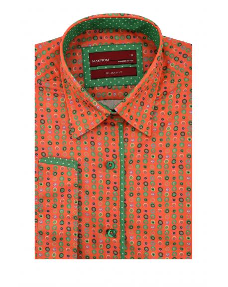 LS 4107 Women's orange printed 3/4 sleeved shirt