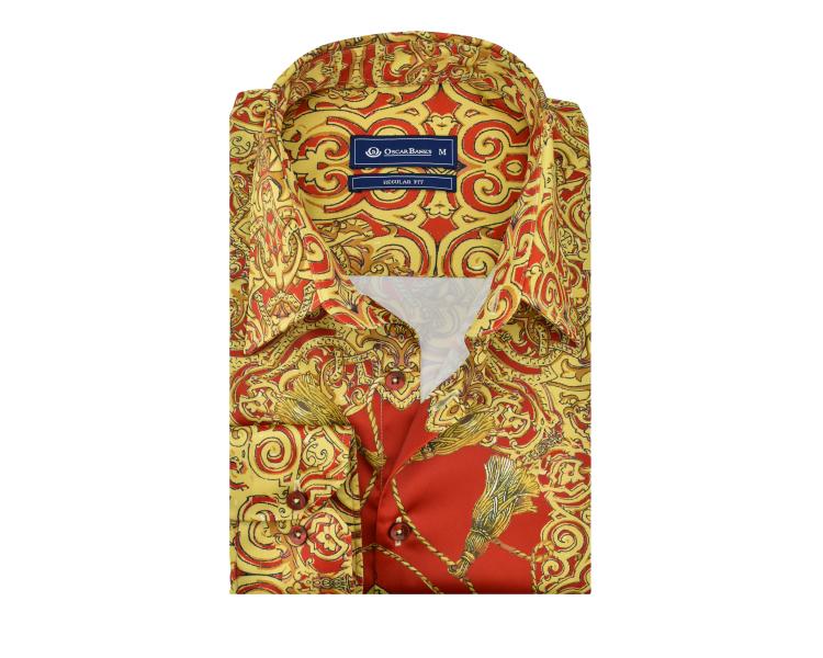 SL 5921 Vīriešu raudonas satīna krekls stilā "Baroka" Vīriešu krekli