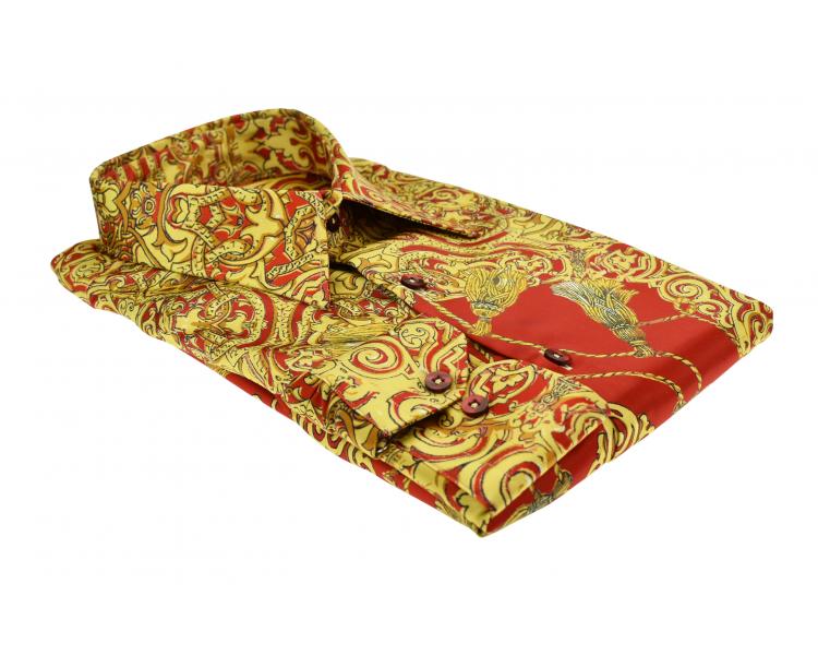 SL 5921 Vīriešu raudonas satīna krekls stilā "Baroka" Vīriešu krekli