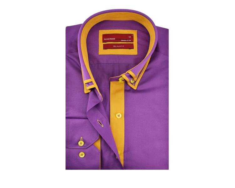 LL 3139 Фиолетовая рубашка с двойным воротником Женские рубашки