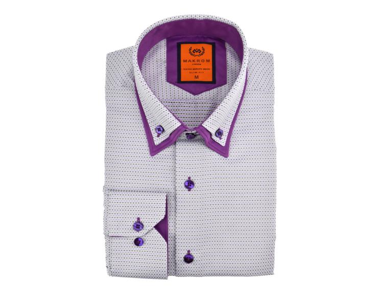 SL 5514 Серо-фиолетовая рубашка с двойным воротником