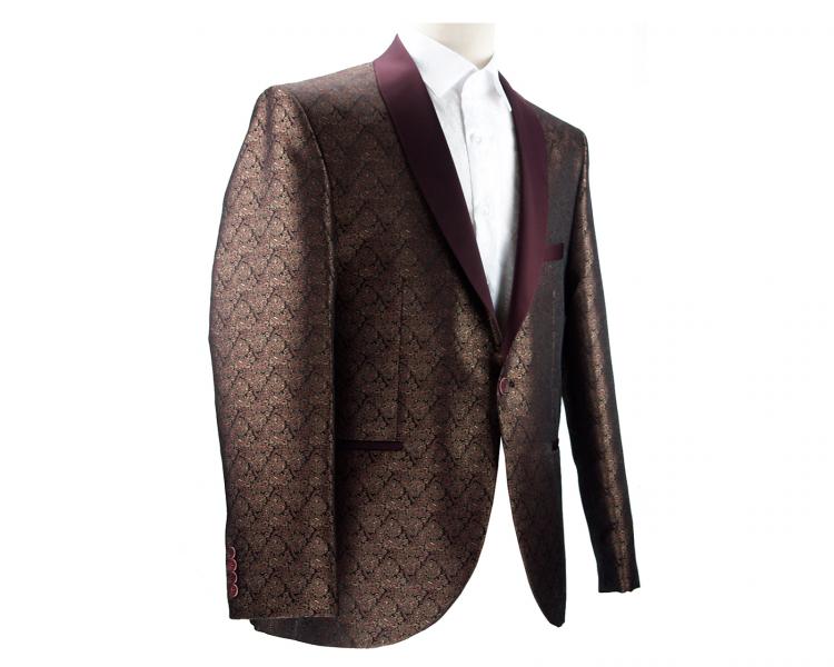 Men's gold & burgundy printed blazer
