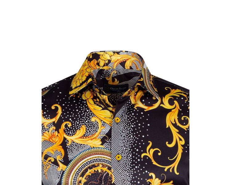 Melna Baroque satīna krekls Vīriešu krekli