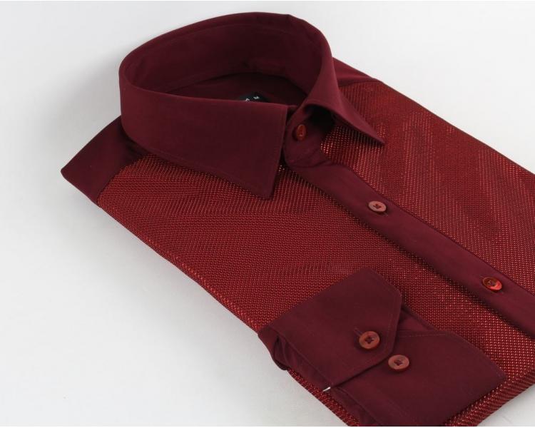 SL 5847 Мужская бордовая блестящая рубашка Мужские рубашки