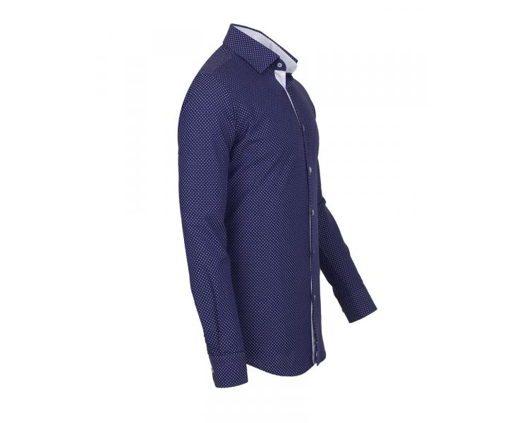 SL 5971 Мужская синяя рубашка с микро-принтом и длинным рукавом Мужские рубашки