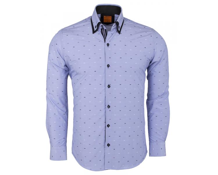 SL 6496 Голубая рубашка с двойным воротником Мужские рубашки
