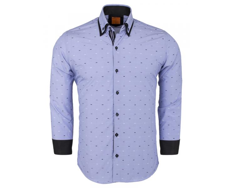 SL 6496 Голубая рубашка с двойным воротником Мужские рубашки