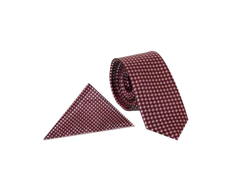 Men's red check print necktie and handkerchief set Accessories