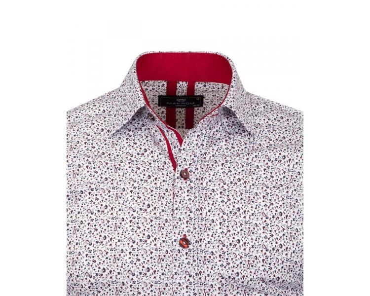 SL 6811 Белая рубашка с микро-принтом цветов и пейсли Мужские рубашки