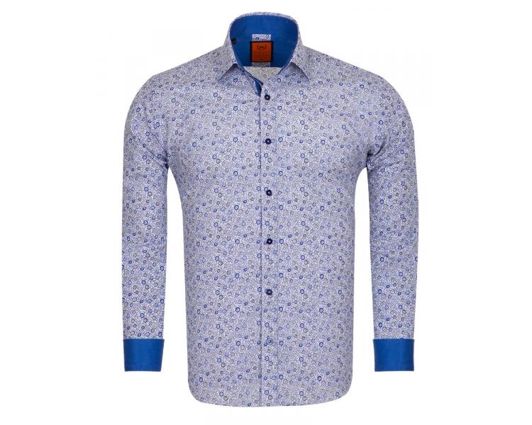 Рубашка с цветочным сине-черным микро узором SL 6681 Мужские рубашки