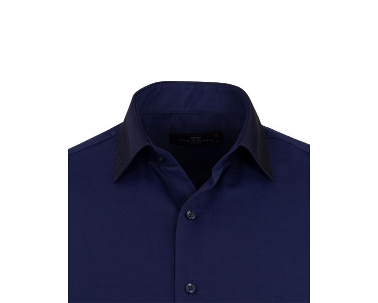 SL 6745 Темно-синяя рубашка с орнаментом под запонки с французским двойным манжетом  Мужские рубашки
