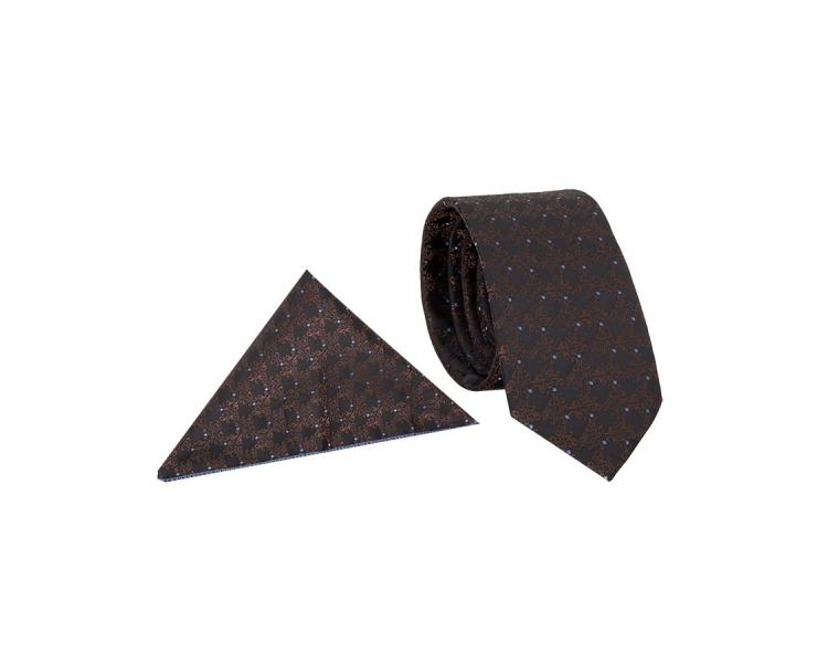 Коричневый галстук и платок для пиджака с узором Аксессуары