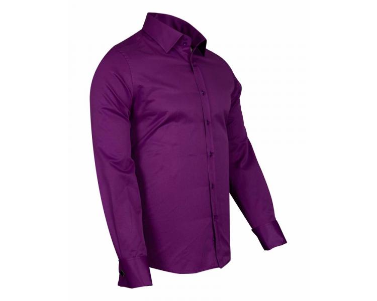 Men's purple plain double cuff shirt with cufflinks SL 1045-B Vīriešu krekli