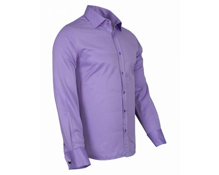 SL 1045-C Men's lilac plain double cuff shirt with cufflinks Vīriešu krekli
