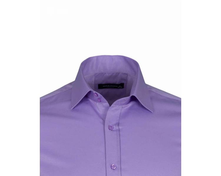 SL 1045-C Men's lilac plain double cuff shirt with cufflinks Vīriešu krekli
