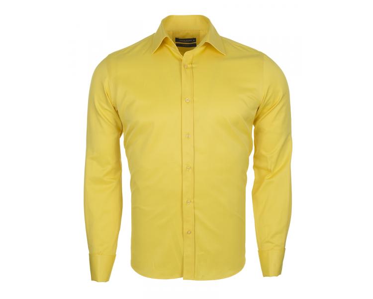 Men's yellow plain double cuff shirt SL 1045-D Vīriešu krekli
