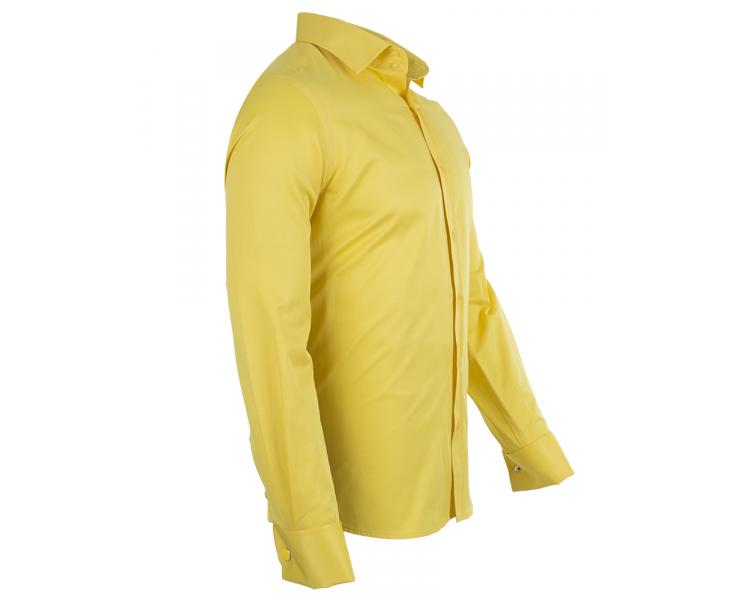 Men's yellow plain double cuff shirt SL 1045-D Vīriešu krekli