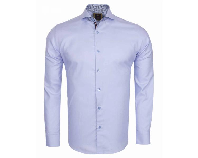 SL 6114 Голубая Oxford рубашка с итальянским воротником Мужские рубашки