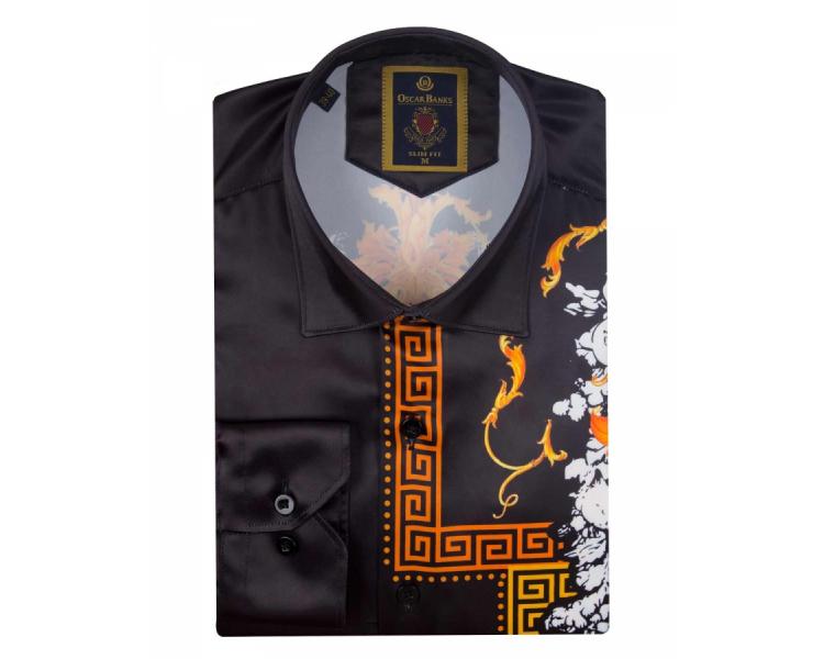 SL 6546 Сатиновая рубашка в стиле барокко с рисунком леопарда Мужские рубашки