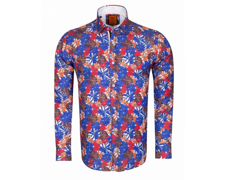 SL 6613 Men's multi color floral print long sleeved shirt Vīriešu krekli