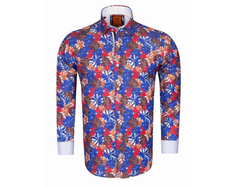 SL 6613 Men's multi color floral print long sleeved shirt Vīriešu krekli